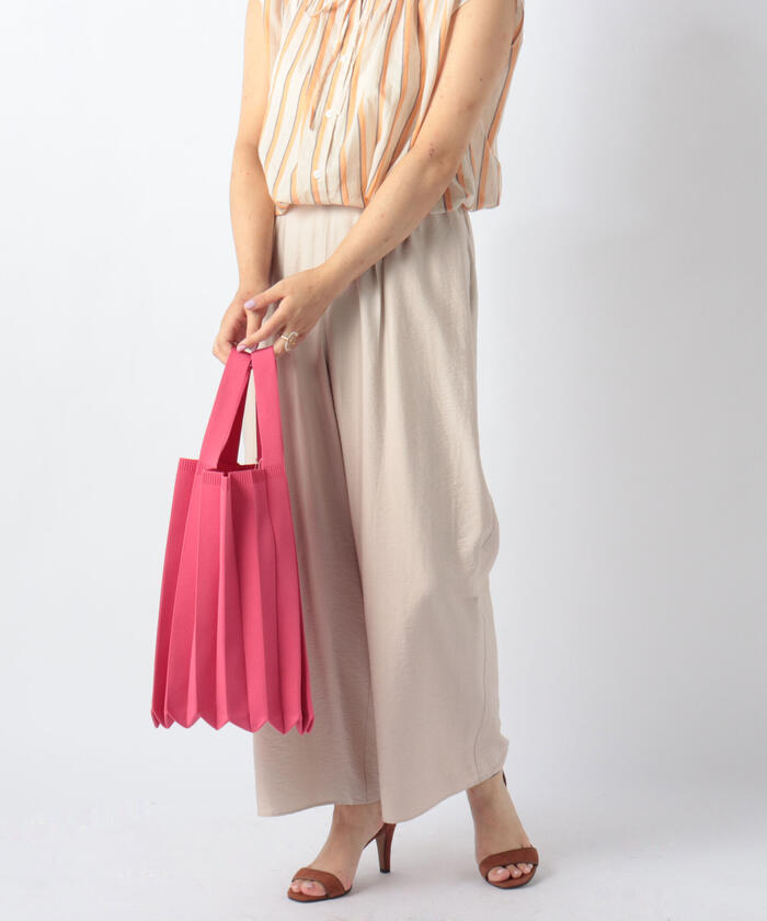 クーポン】【セール 31%OFF】プリーツニットトートバッグ