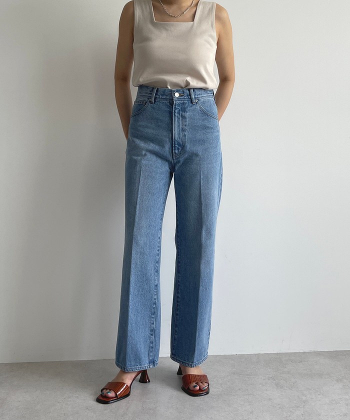 EMMEL REFINES EM センタープレス ストレート デニム EMMEL REFINES＞EM センタープレス ストレート デニム/ パンツ