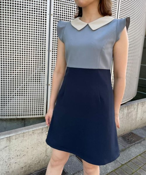 バイカラー襟付きミニワンピース レディアゼル Redyazel D Fashion