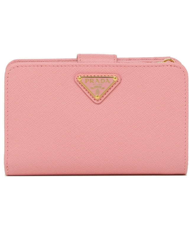 セール】プラダ 二つ折り財布 サフィアーノ トライアングルロゴ ピンク 