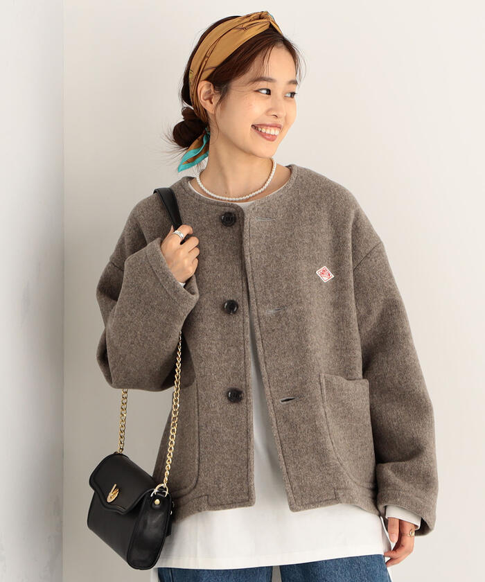 セール】【WEB限定】【DANTON/ダントン】WOOL LIGHT PILE ノーカラー