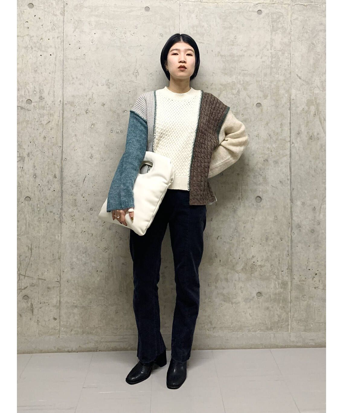 knit brary パッチワークセーター M ネイビー系 knit brary パッチワークセーター M ネイビー系 MENS/トップス