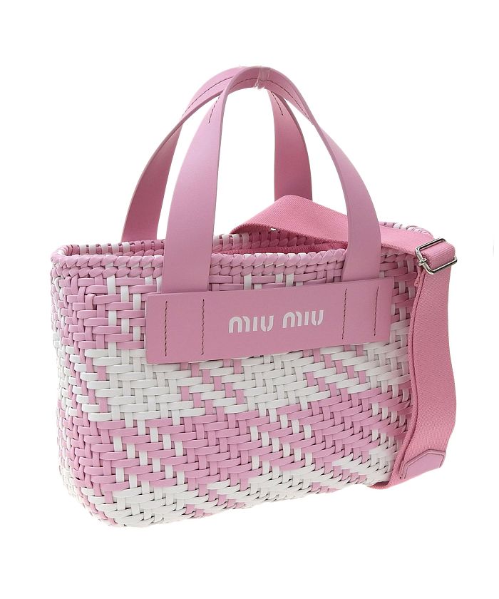 MIU MIUミュウミュウ/サイドライン ロゴ ペーパーバッグデニム 正規品 MIU MIUミュウミュウ/サイドライン ロゴ ペーパーバッグデニム