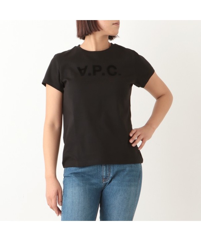 アーペーセー トップス Tシャツ ブラック レディース APC A.P.C. COBQX 