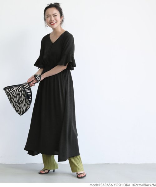セール Vネック袖フリルワンピース コカ Coca D Fashion