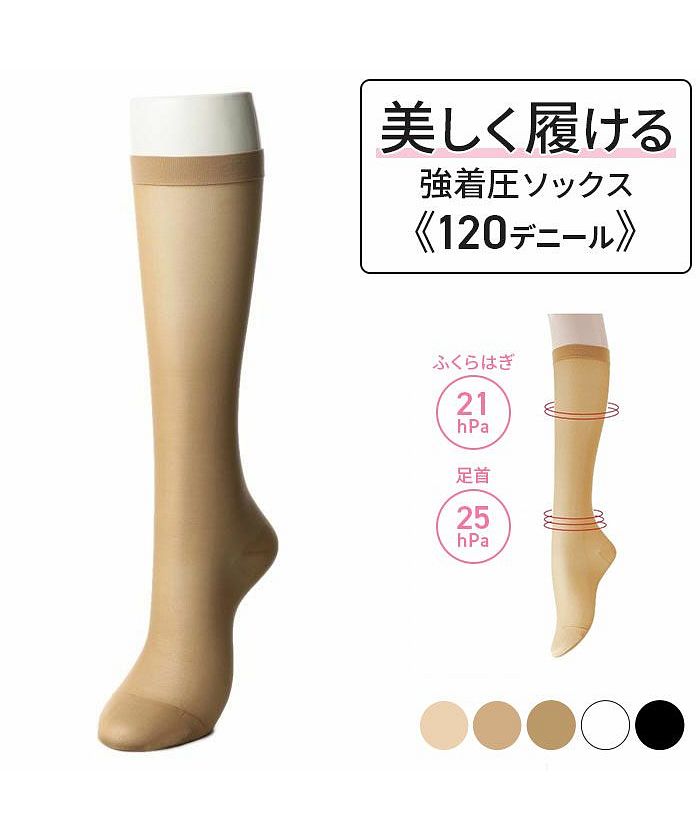 女の欲望ふくらはぎサポーター120デニール2点：ひざ上丈ストロング着圧／フリー 女の欲望ふくらはぎサポーター120デニール：ひざ上丈ストロング