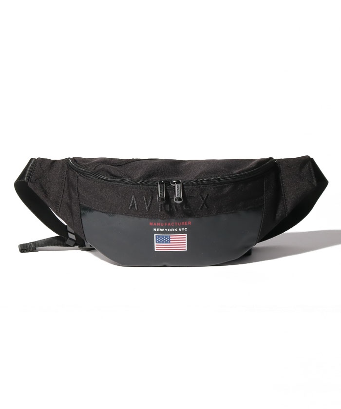 AVIREX U.S.A. ボディバッグ・ウエストポーチ ブラック AVIREX ウエストポーチ ウエストバッグ VARSITY BODY BAG/バー