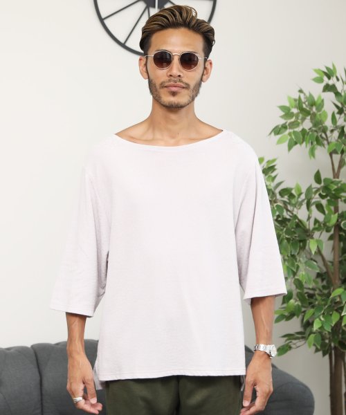 日本製ボートネックビッグtシャツ 7分袖 Tシャツ メンズ 七分袖 カットソー トップス ボートネック ジギーズショップ Jiggys Shop D Fashion