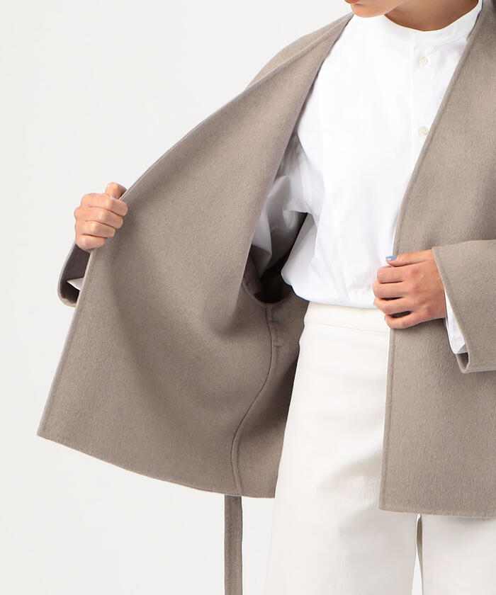 セール 30%OFF】ウールダブルフェイス ベルテッドショートコート
