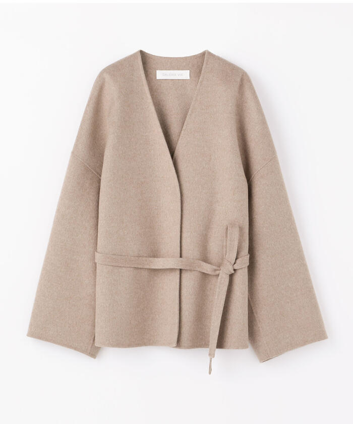 セール 30%OFF】ウールダブルフェイス ベルテッドショートコート