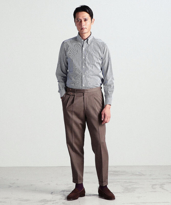 セール 30%OFF】ウールコットン サイドアジャスター2プリーツ