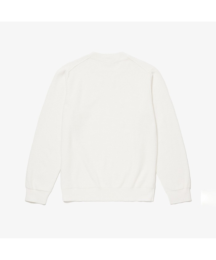 LACOSTE ホワイト セーター Lサイズ セール】 オーガニックコットンニットカーディガン （ニット