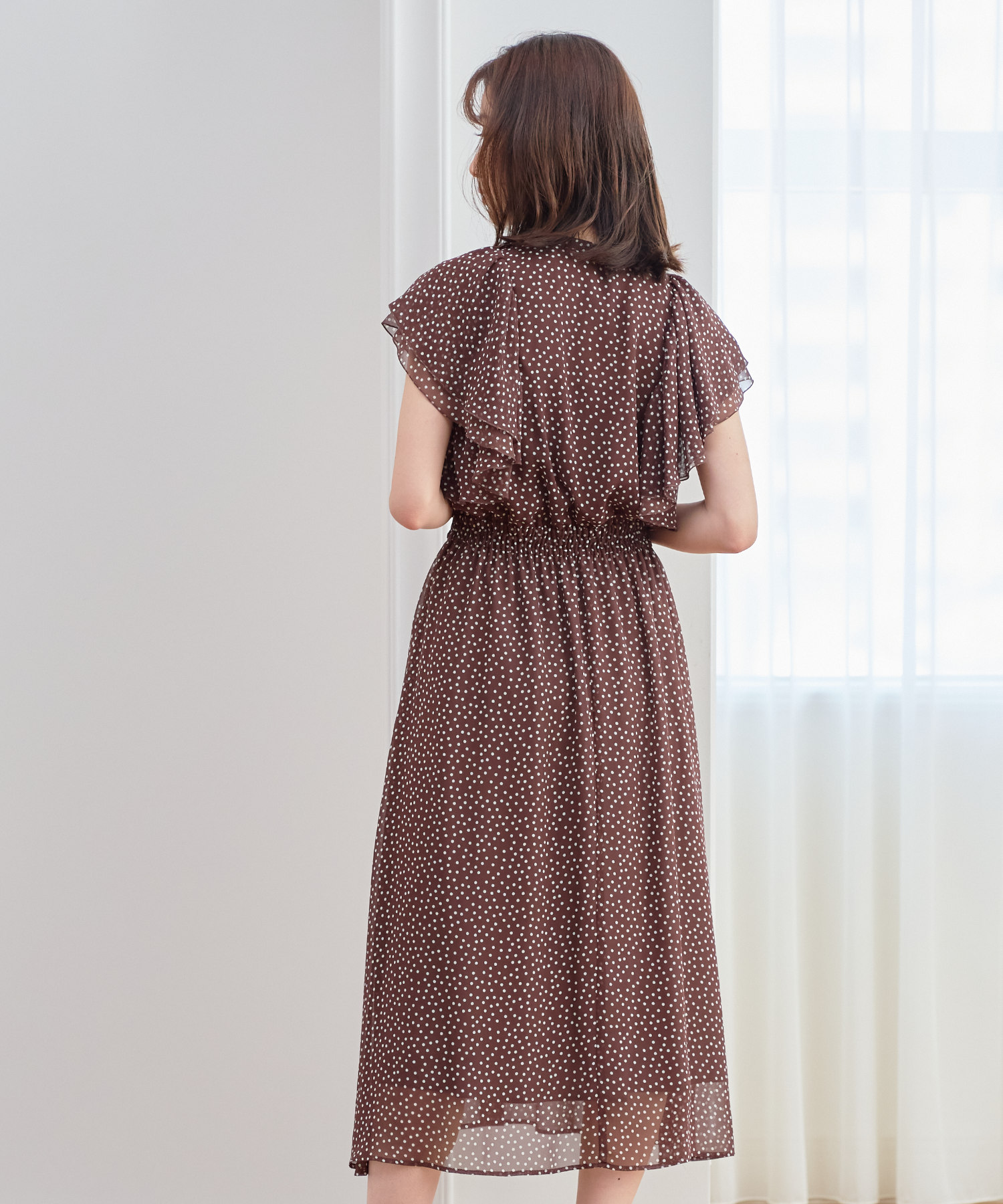 【極美品、人気モデル】ANAYI（アナイ）ミニドットシフォンラッフルワンピース ANAYI アナイ ミニドット シフォン ラッフル ワンピース