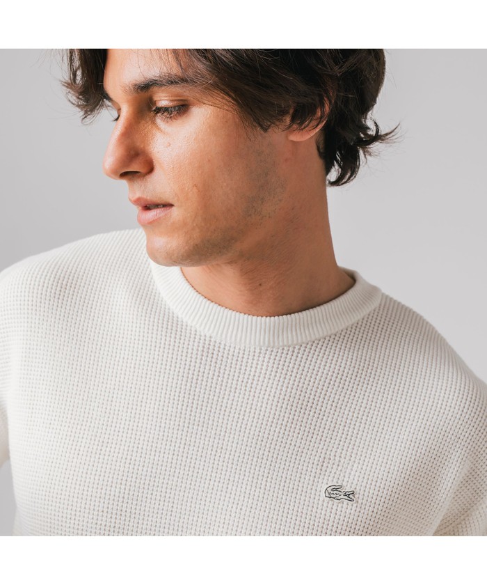 ■LACOSTE■ラコステ ワッフルニット長袖Tシャツ LACOSTE｜ワッフルニット ヘンリーネック長袖Tシャツ | Rakuten