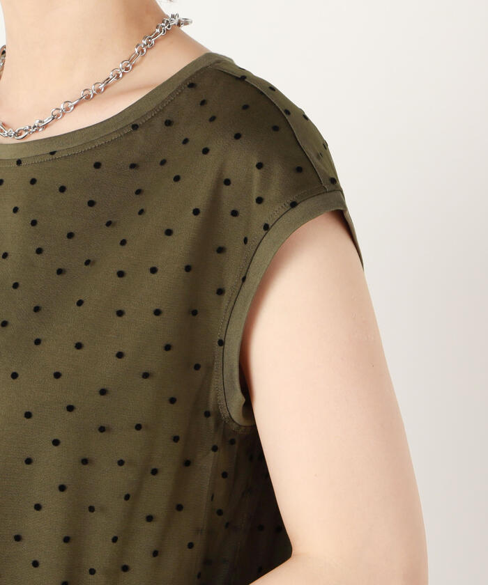 セール 40%OFF】チュールドットノースリーブカットソー
