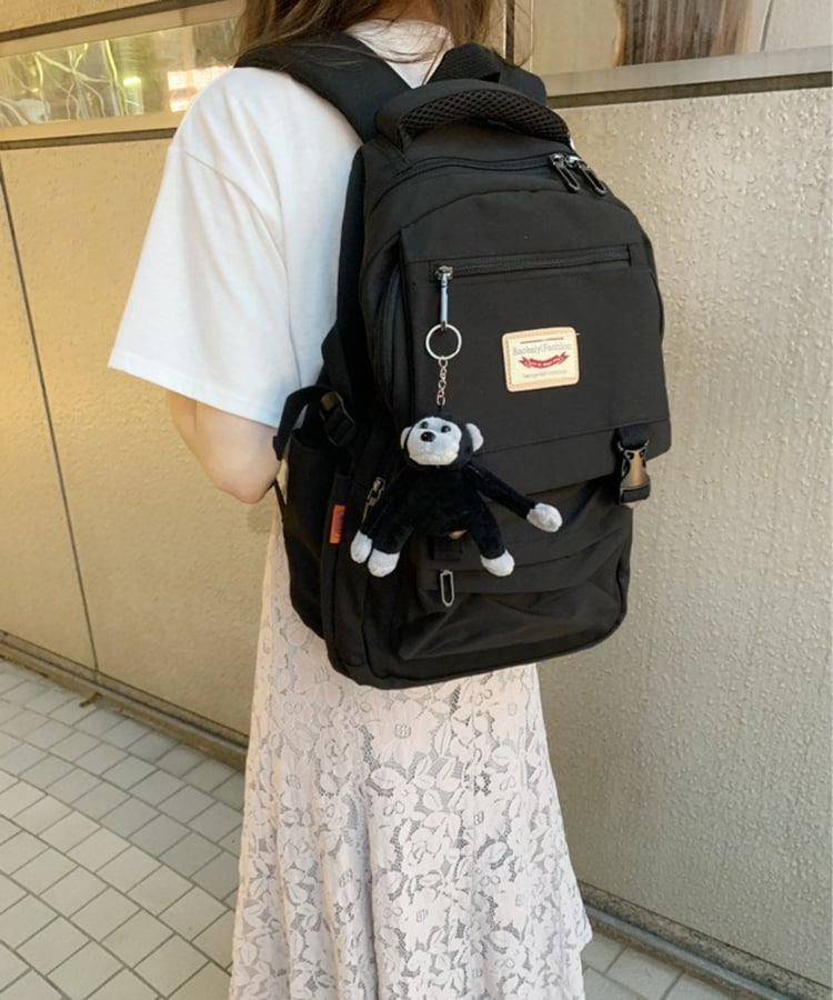 多収納/通学/リュック】ゴリラマスコット付きデイパック