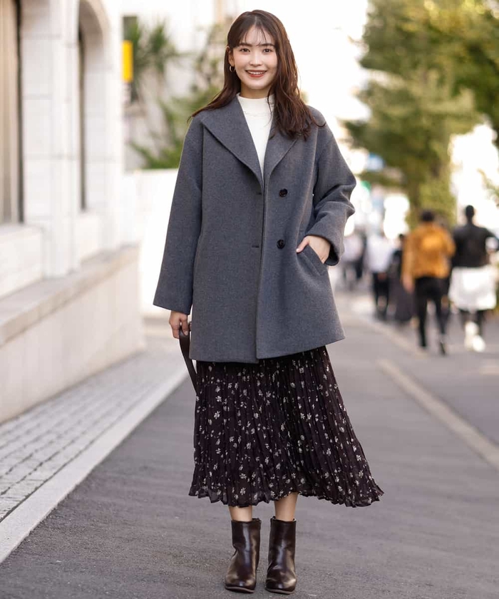 当店の記念日 セール 30%OFF】ミディースタンドドロップショルダーコート ジャケット・アウター