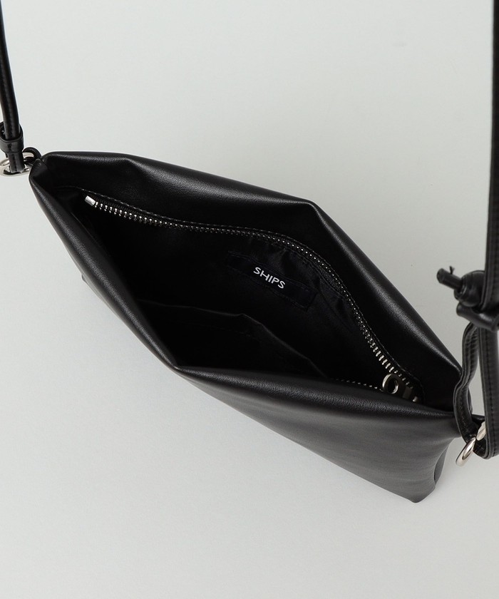 美品 シップスSHIPS レザーショルダーバッグ サコッシュ ダーク