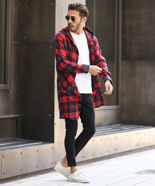 ネルロングシャツ 長袖シャツ メンズ カジュアルシャツ チェックシャツ ネルシャツ 柄シャツ 長袖 シャツ トップス ロング丈 チェック ジギーズショップ Jiggys Shop D Fashion
