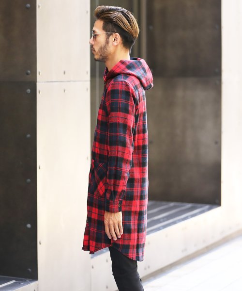 ネルロングシャツ 長袖シャツ メンズ カジュアルシャツ チェックシャツ ネルシャツ 柄シャツ 長袖 シャツ トップス ロング丈 チェック ジギーズショップ Jiggys Shop D Fashion