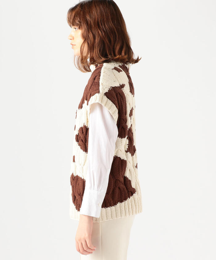 クーポン】【セール 40%OFF】ハンドニットインターシャ