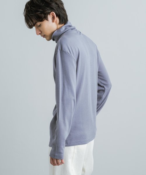 タートルネックtシャツ メンズ レディース ハイネック ロンt スムース 長袖 綿 コットン カジュアル 無地 シンプル 重ね着 レイヤード モックネック リラ ロッキーモンロー Rocky Monroe D Fashion