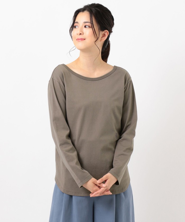 セール 40%OFF】【洗える】コットンテンジクボートネック カットソー