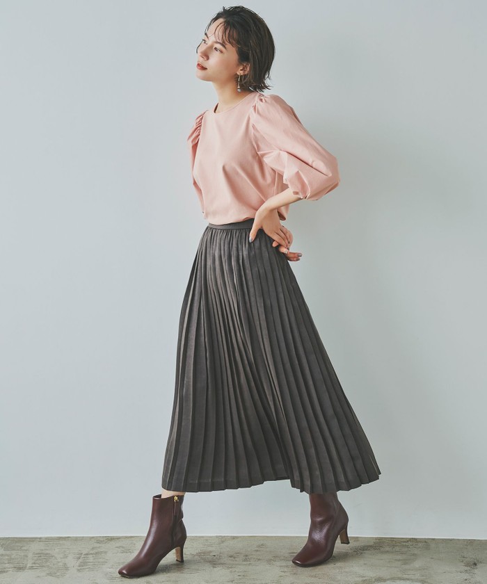 セール 30%OFF】【洗える】サテンピーチプリーツスカート(KG26