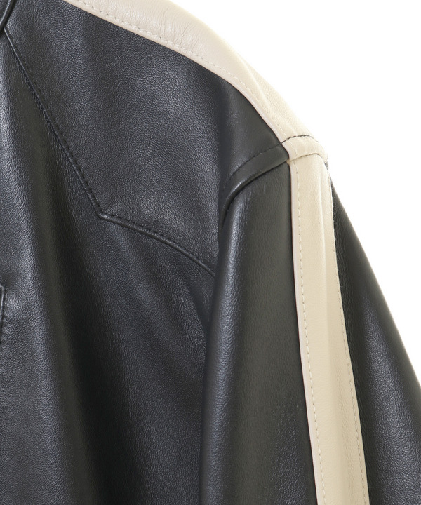 セール 50%OFF】袖ラインレザーシングルライダース(504271786 セール 50%OFF】袖ラインレザーシングルライダース(504271786