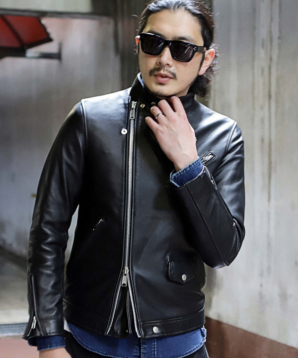 セール】セミダブルレザーライダースジャケット(504271792