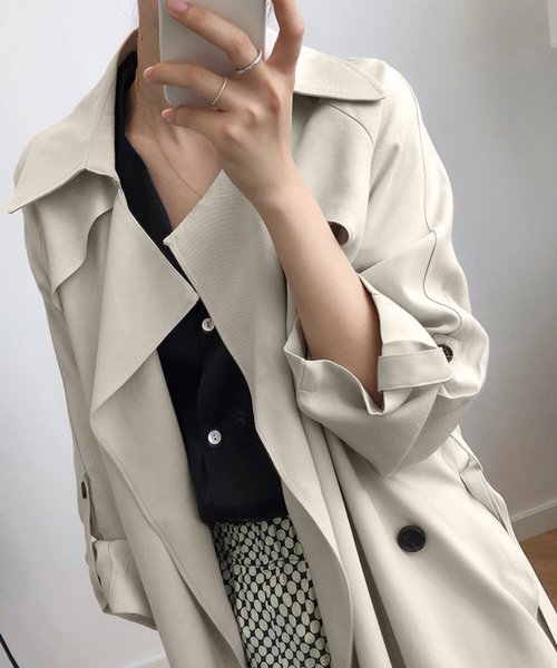 セール 韓国 トレンチコート ハーフ丈レディース アイモン Aimoon D Fashion セール 韓国 トレンチコート ハーフ丈レディース アイモン Aimoon D Fashion