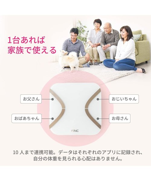クーポン Finc フィンク 体組成計 体重計 ヘルスメーター Smartscale スマホ連動 Bluetooth Bmi 体脂肪 11項目測定 Csef Mini Finc Finc D Fashion