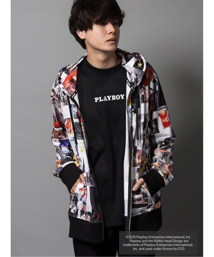 プレイボーイ/PLAYBOY別注 メッシュ総柄グラフィックパーカー プレイボーイ/PLAYBOY別注 メッシュ総柄グラフィックパーカー