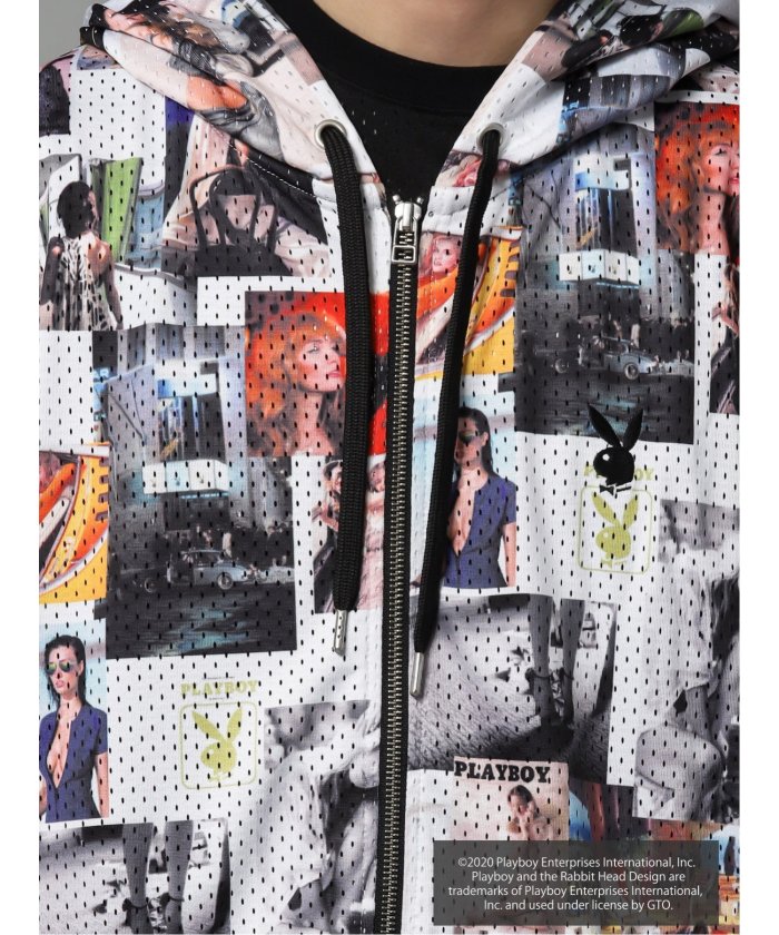 プレイボーイ/PLAYBOY別注 メッシュ総柄グラフィックパーカー プレイボーイ/PLAYBOY別注 メッシュ総柄グラフィックパーカー
