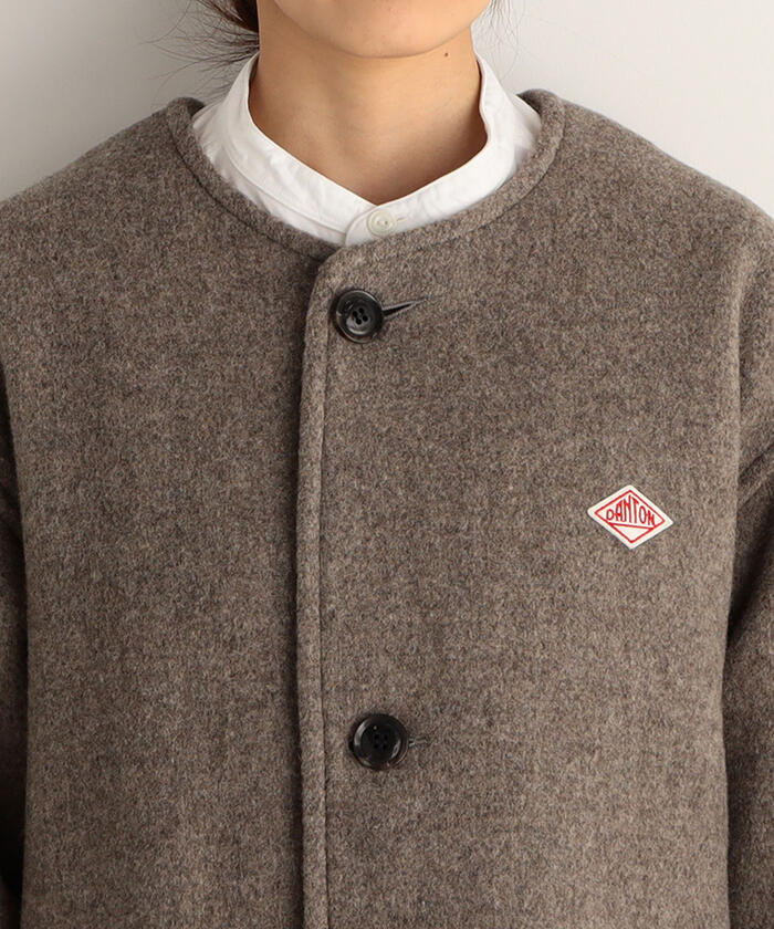 セール】【DANTON/ダントン】WOOL LIGHT PILE ノーカラーロングコート ...