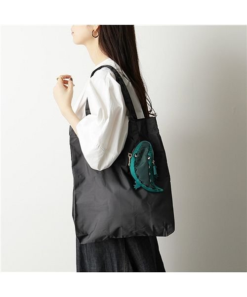 【ANYA HINDMARCH(アニヤハインドマーチ)】 Charm Shopper トートバッグ パッカブル仕様 エコバッグ アニマル 鞄 Black レディ