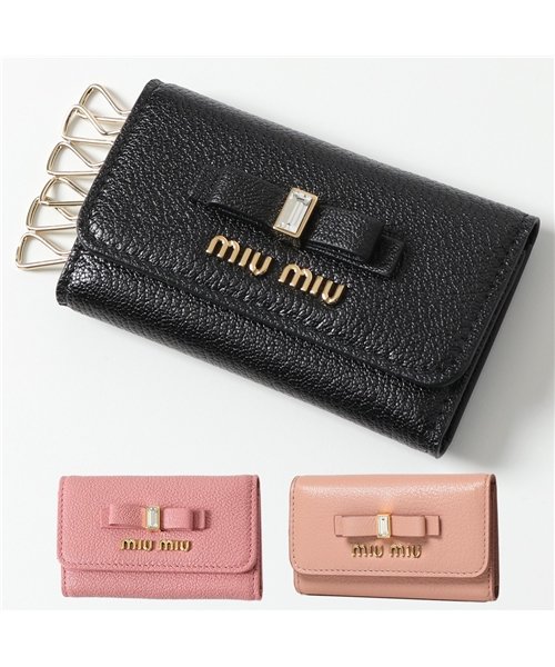 セール Miumiu ミュウミュウ 5pg222 2d7a Portachiavi Ganci リボン レザー 6連 キーケース レディース ミュウミュウ Miumiu D Fashion