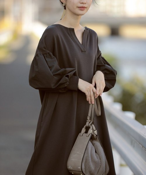 セール 高身長向けトールサイズあり ボリューム袖ワンピース ブージュルード Bou Jeloud D Fashion