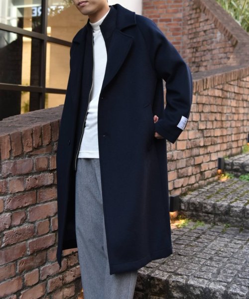 セール Ships Any Sorona混 ストレッチ オーバーサイズ メルトンチェスターコート シップス エニィ メンズ Ships Any Mens D Fashion