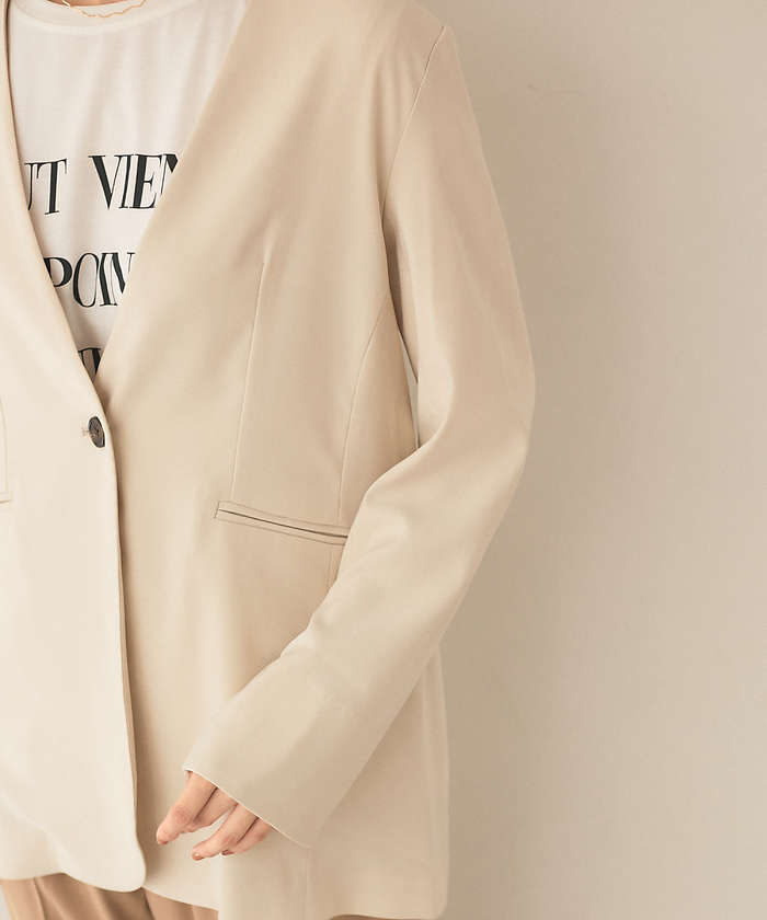 【新品未使用】トゥモローランド　コンフォートツイルノーカラージャケット TOMORROWLAND トゥモローランド メンズ リングツイード 2B