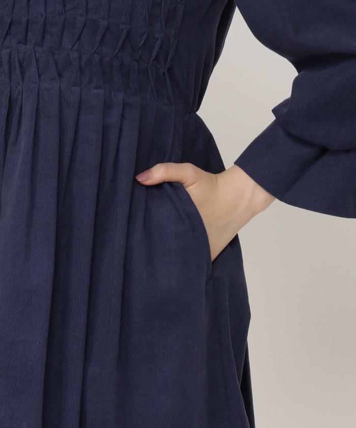 セール 30%OFF】コーデュロイ変形タックミニワンピース セール 30%OFF】コーデュロイ変形タックミニワンピース