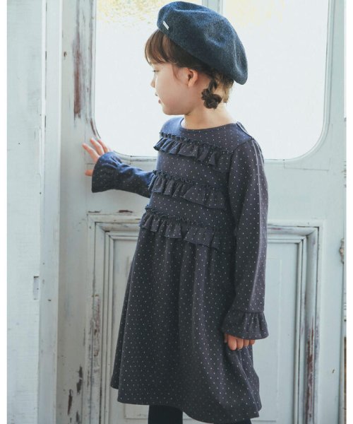 ブライト ドット フリル 長袖 ワンピース 80 140cm ベベ Bebe D Fashion ブライト ドット フリル 長袖 ワンピース 80 140cm ベベ Bebe D Fashion