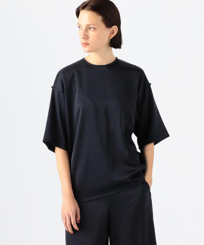 美品 edit&co サテンジョーゼットTブラウス 黒 セール 40%OFF】ジョーゼットサテン Tシャツ(504296436) | BACCA