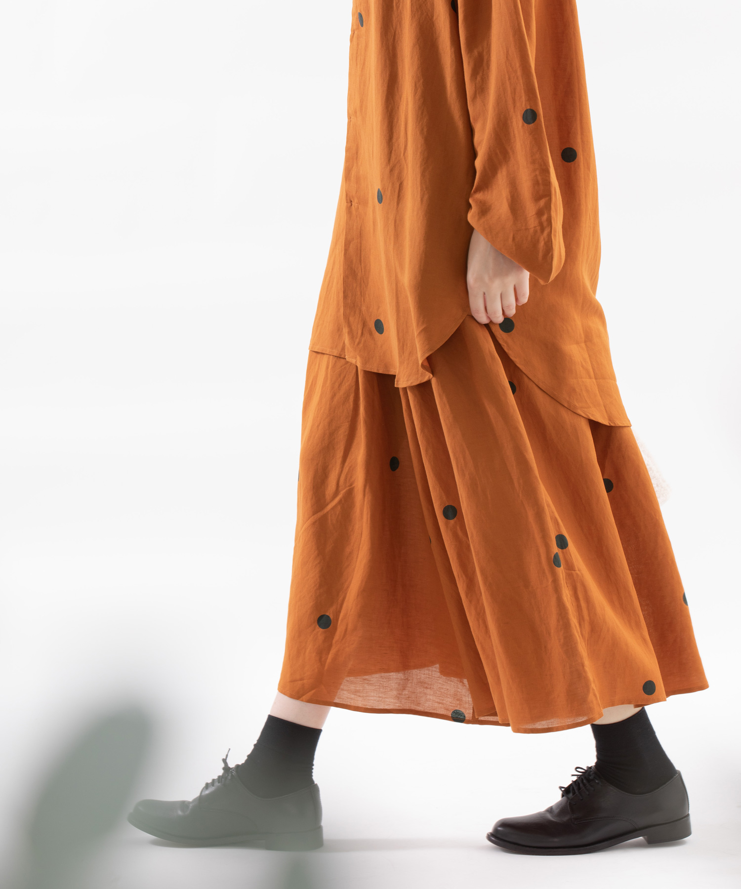 nop de nod リネンレーヨン裾パネルポルカタックスカート キュロット nop de nod（ノップドゥノッド）の「リネンレーヨン裾パネル