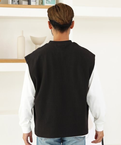 リップルベスト ロンtアンサンブル ロンt ニットベスト アンサンブル セット メンズ Tシャツ 長袖 ロンティー カットソー トップス ベスト ジギーズショップ Jiggys Shop D Fashion