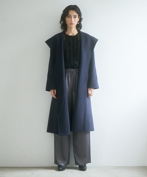 ドットシフォンピンタックレースブラウス
