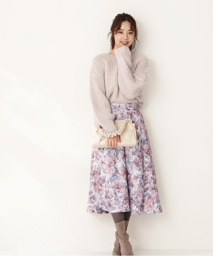 日本でも代理店 FIGARO サイズ36 スカート お花柄 PARIS ひざ丈スカート
