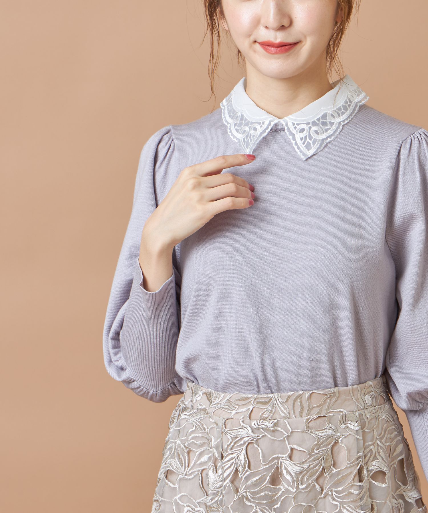 Class - セール⭐️アメリカ輸入♥️Fashion nova♥️リブニットセットアップ 取り外し可能レースセーラーカラーニットセットアップ