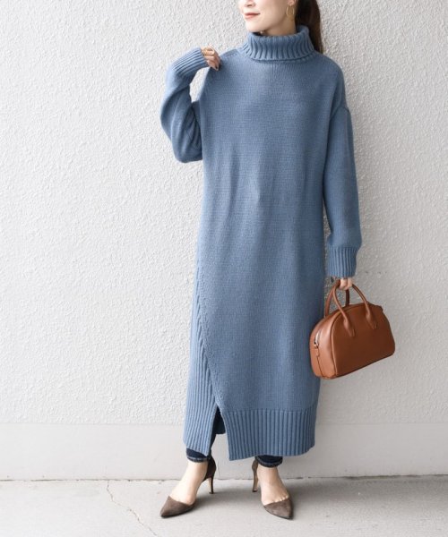 セール Web限定 手洗い可能 サイドスリットタートルワンピース シップス ウィメン Ships Women D Fashion