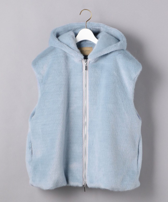 UNITED ARROWS＞フェイクファー フード ベスト RPSP/G(504303659